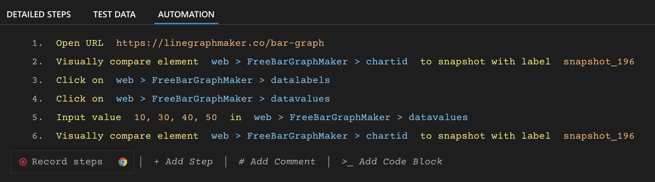 Visual Comparison - Sample Test Automation code